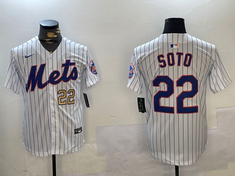 Men New York Mets #22 Soto White Stripe Game 2024 Nike MLB Jersey style 12162